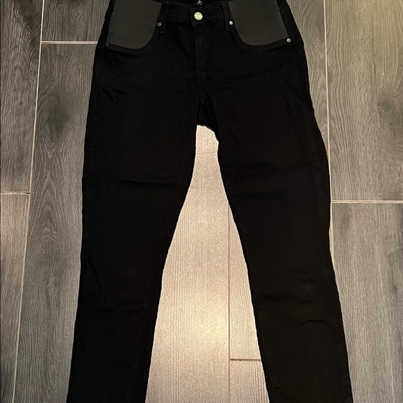 NEW Paige 27 Ultra Skinny Black Shadow maternity ankle jeans - Picture 2 of 4